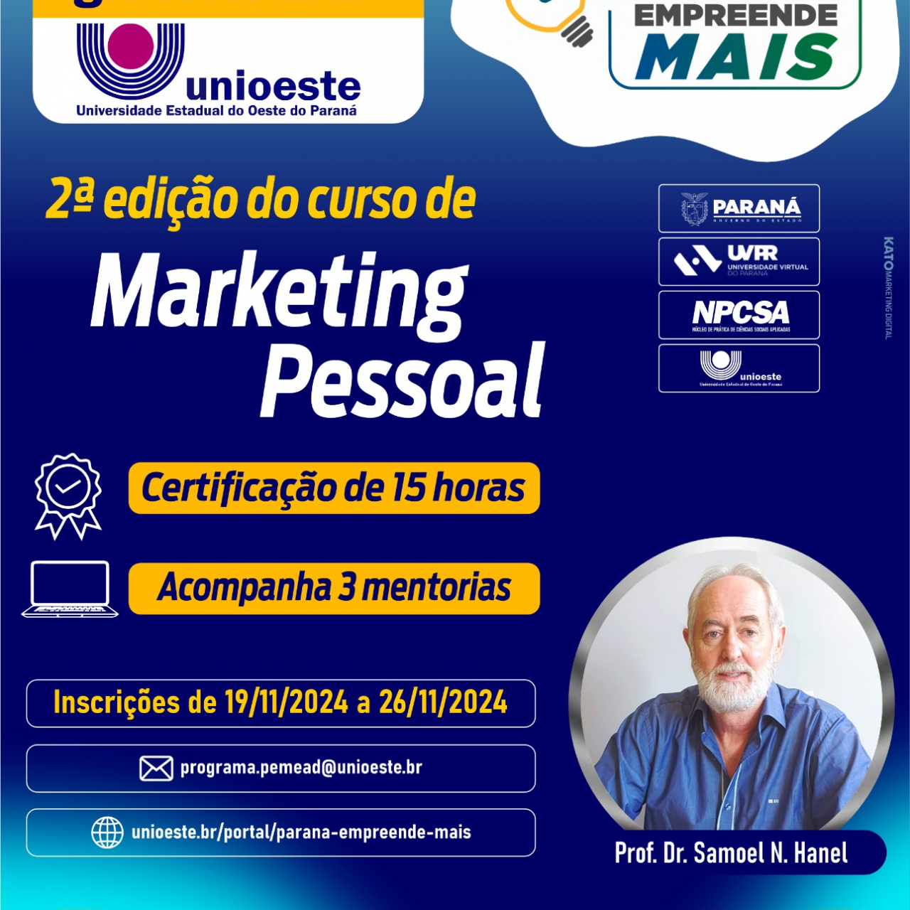 Paraná Empreende Mais: Curso gratuito de Marketing Pessoal